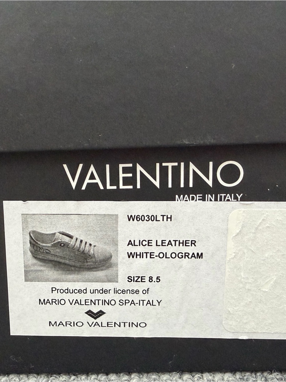 Valentino White Leather Low-Top Sneakers with Silver Heel Logo - Picture 4 of 4